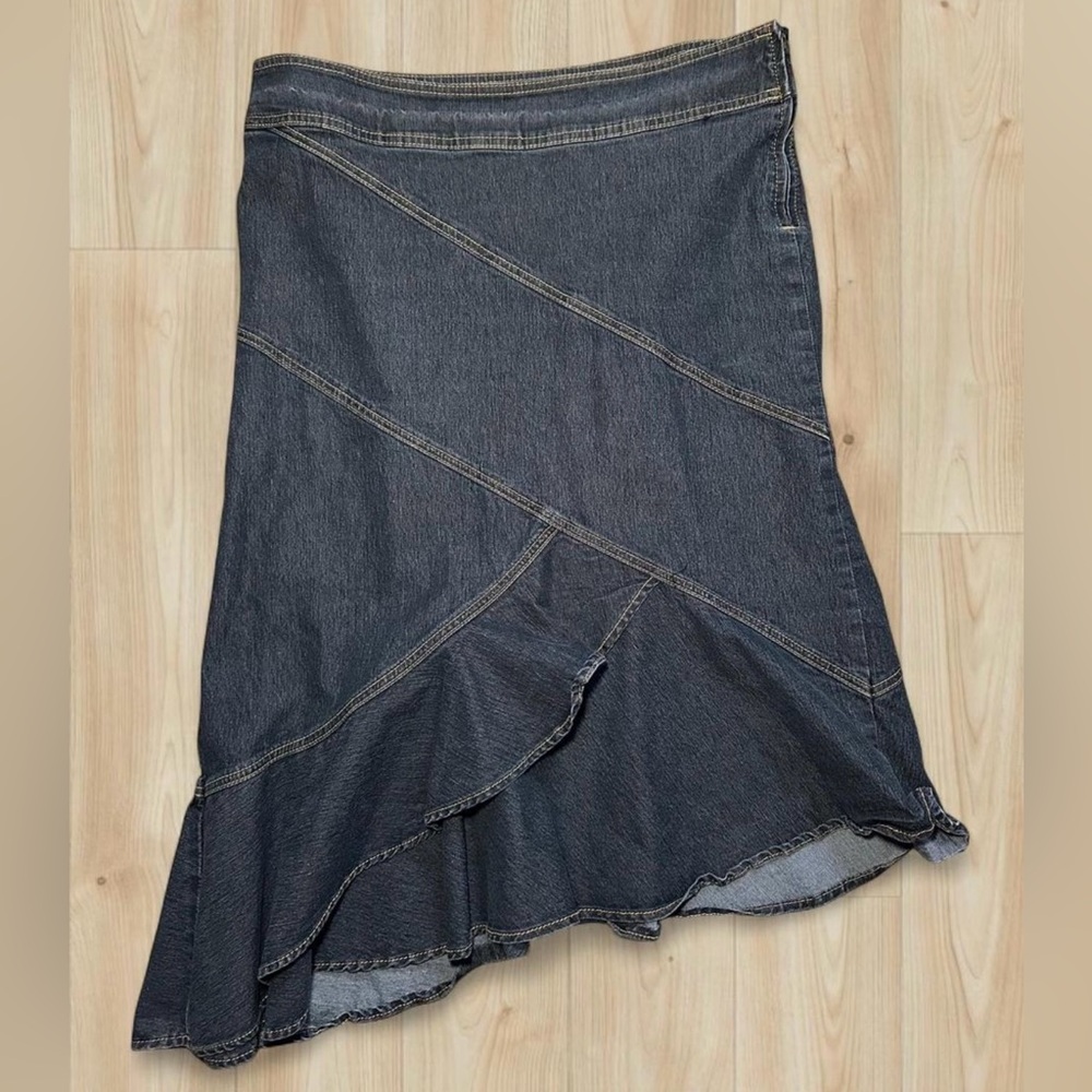 Bisou Bisou Dark Blue Denim Midi Skirt